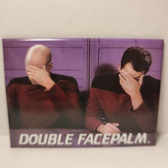 Star Trek Double Facepalm Fridge Magnet Official TV Show Collectible Display - Picture 1 of 3